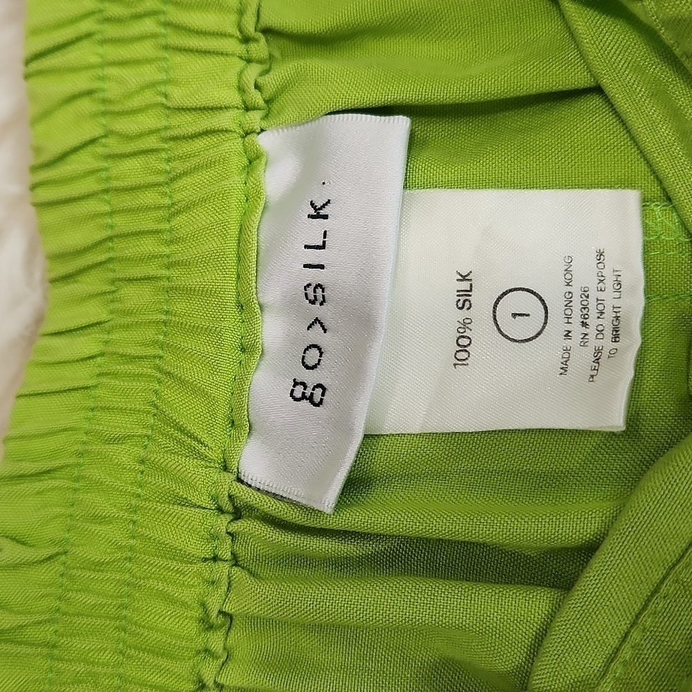GO Silk Neon Green Silk Pencil Skirt - Picture 3 of 5